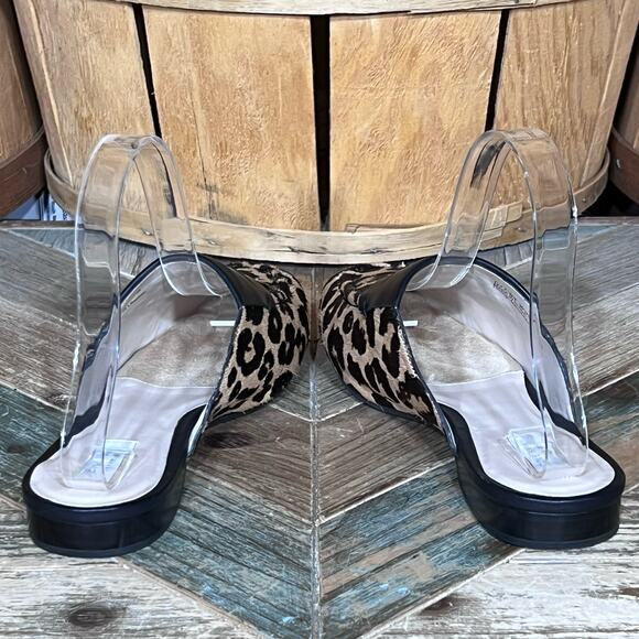 Cole Haan Evie Piper Leopard Print Calf Skin Leather Slides Mules Women Size 6.5 - Picture 8 of 11